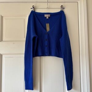 J. Crew Cropped Blue Cardigan Sweater